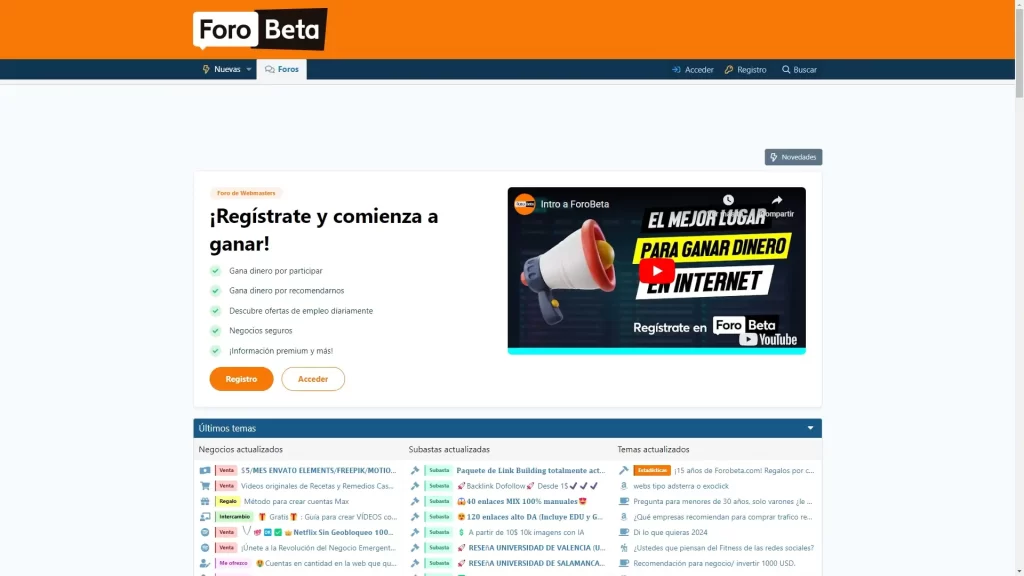 Forobeta. Foro hispano de negocios online.