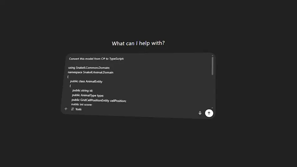 ChatGPT convirtiendo código de c# a Typescript.