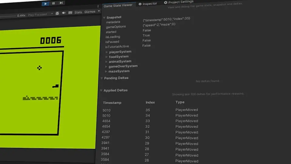Ventana de Unity del GameHistoryEngine de un juego multijugador.