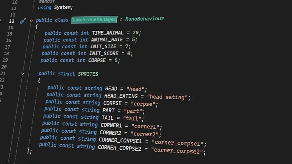 GameSceneManager del Snake II de Nokia.