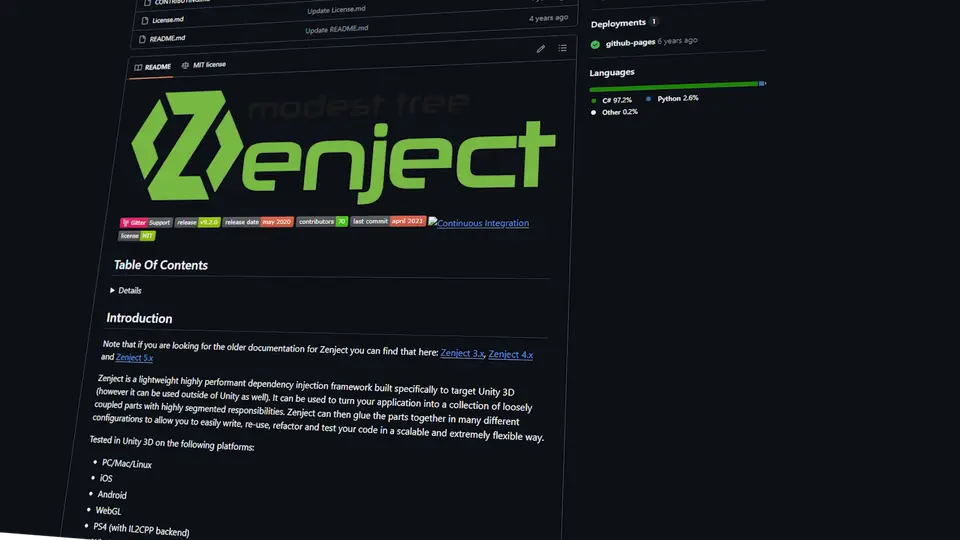 Zenject, Framework de inyección de dependencias para Unity.